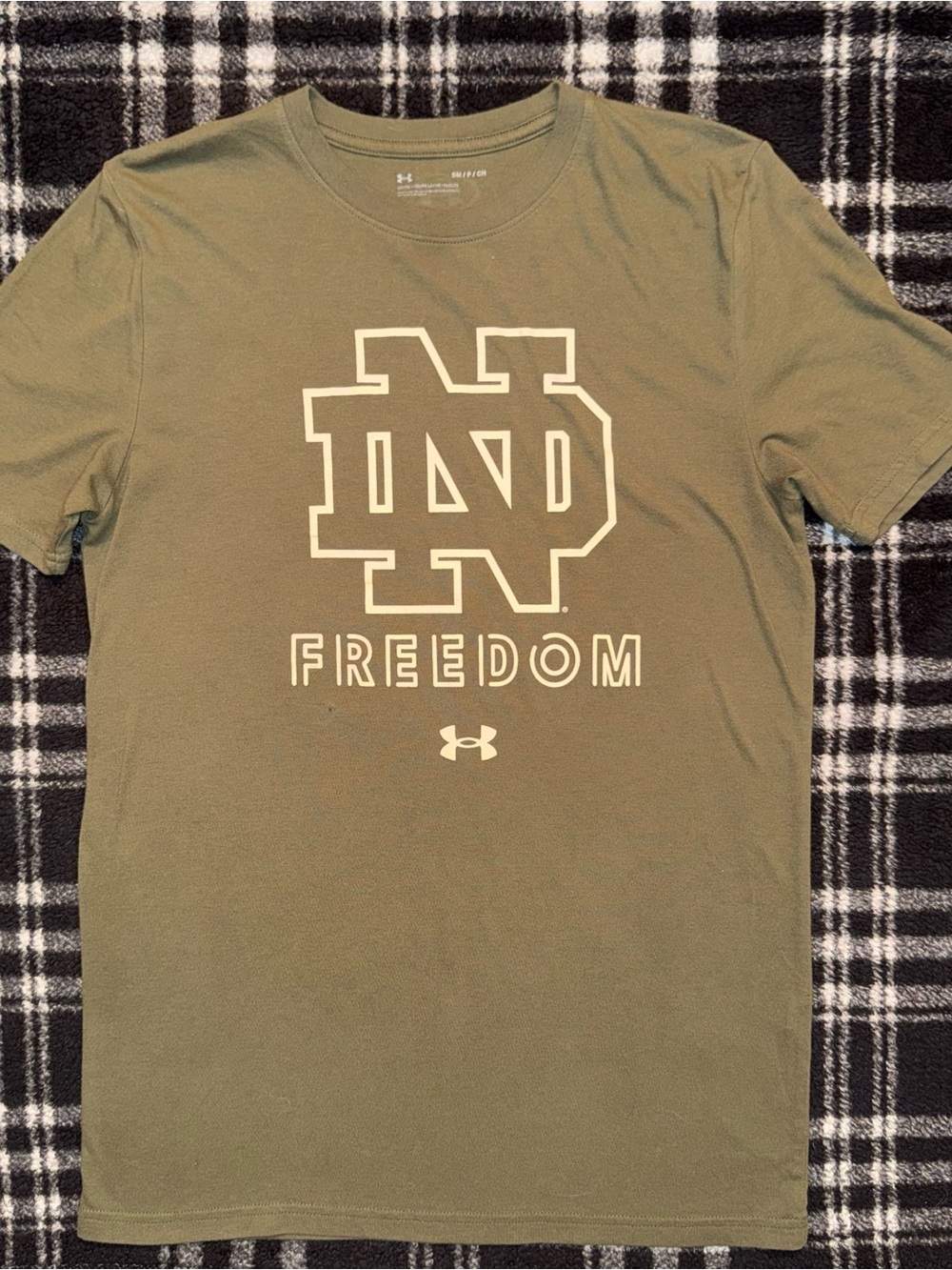 Under Armour Olive Green ND Notre Dame Freedom Graphic Short Sleeve Tee